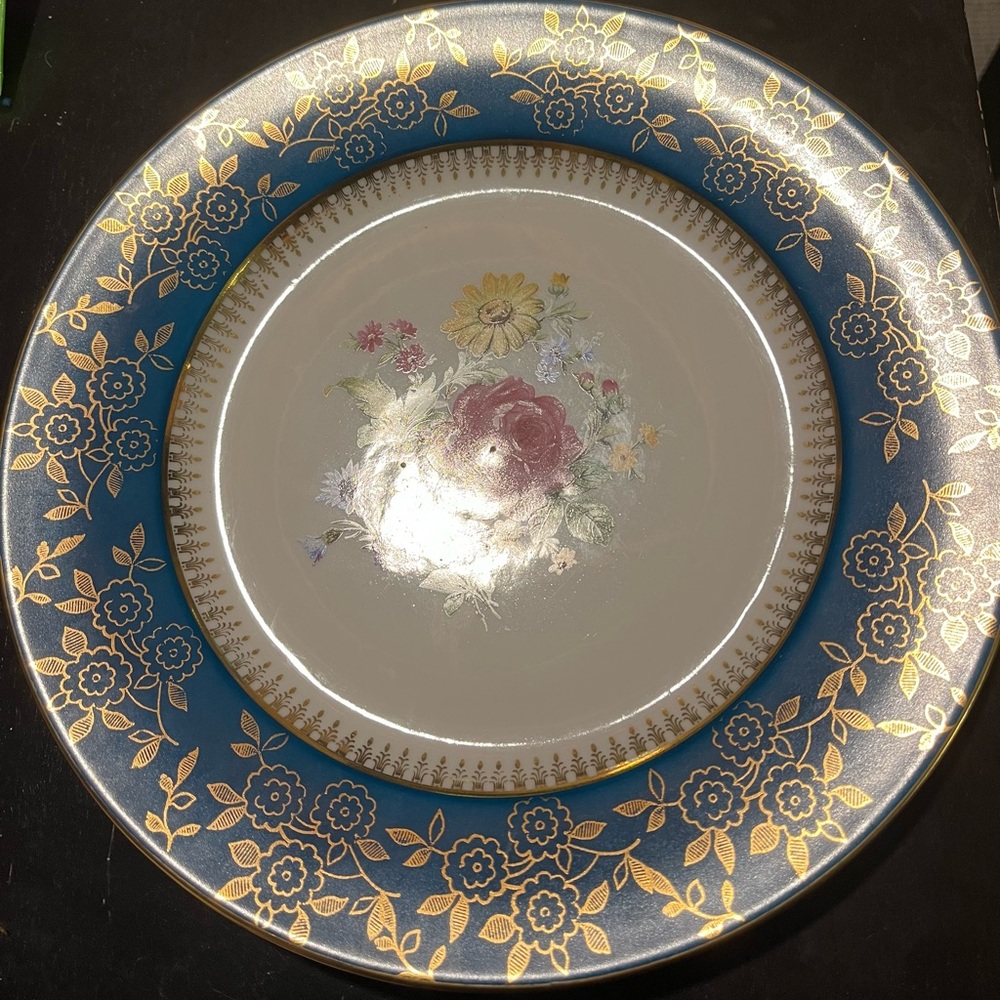 MZ Altrohlau CMR Czechoslovakia Elegant Floral Dinner Plate with Gold Accents